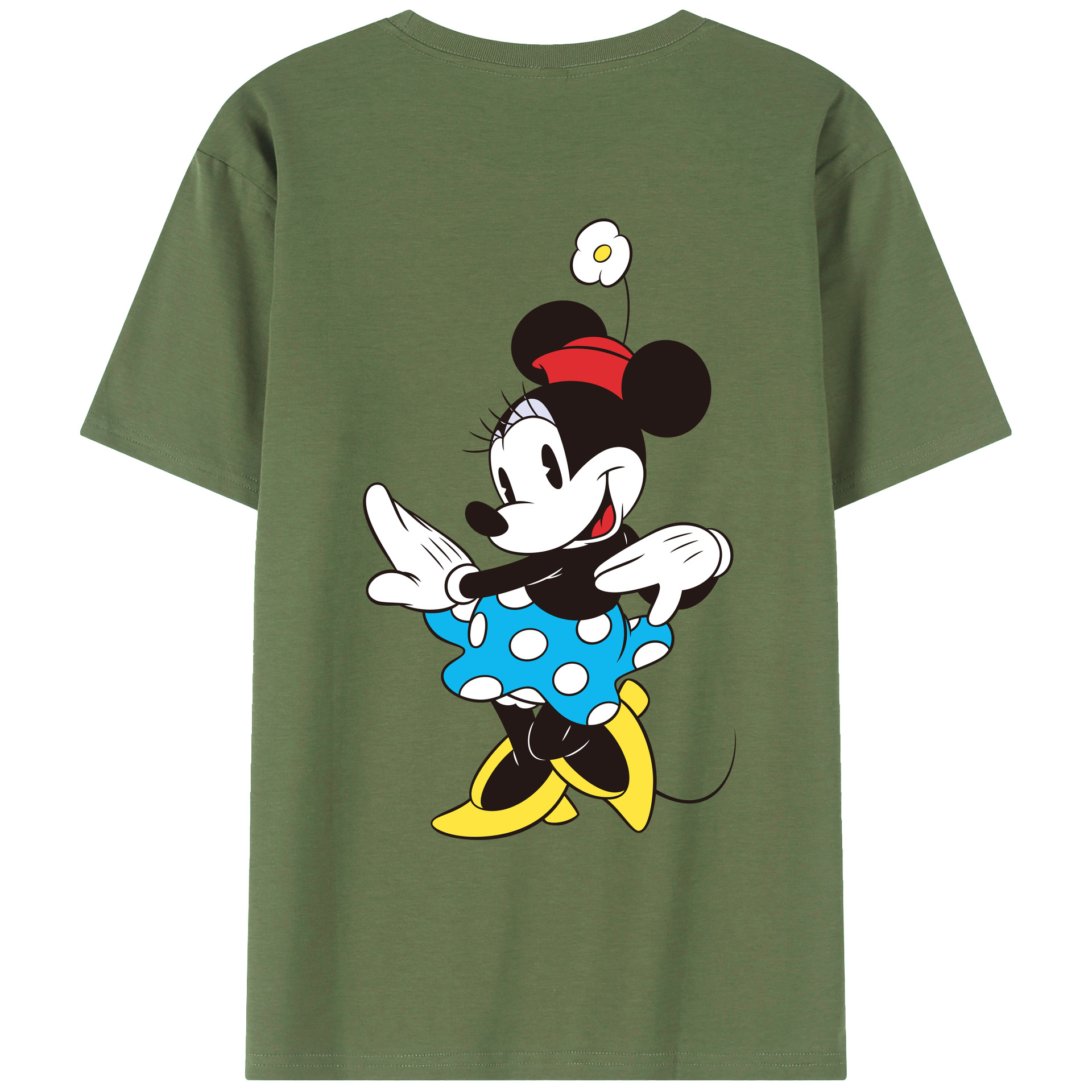ミッキーマウス Mickey Mouse 綿100％ メンズ半袖Tシャツ（バックプリント） 通気性
